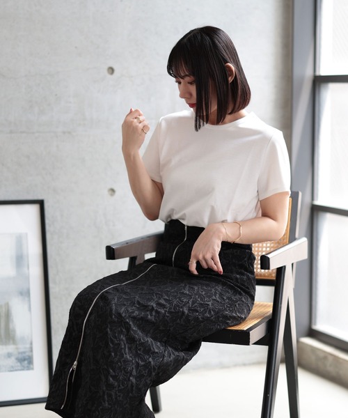 Ruwan yu(ルワンユー)の「シルクタッチコットンナイロンTシャツ【大きいサイズ対応】(Tシャツ/カットソー・レディース・ホワイト/ブラック・L/4L/3L/LL)」の20枚目の写真
