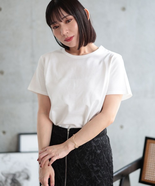 Ruwan yu(ルワンユー)の「シルクタッチコットンナイロンTシャツ【大きいサイズ対応】(Tシャツ/カットソー・レディース・ホワイト/ブラック・L/4L/3L/LL)」の21枚目の写真