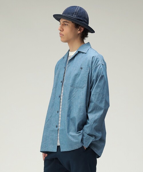 BEAMS PLUS（ビームスプラス）の「MIL Open Collar Chambray（シャツ/ブラウス・メンズ・ブルー/サックスブルー・S/L/M/XL）」の4枚目の写真
