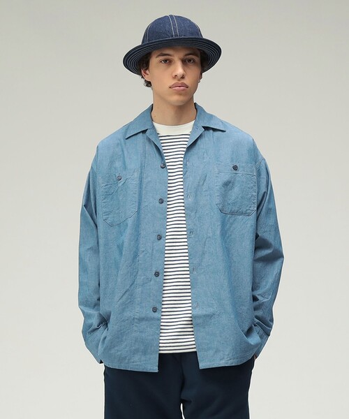 BEAMS PLUS（ビームスプラス）の「MIL Open Collar Chambray（シャツ/ブラウス・メンズ・ブルー/サックスブルー・S/L/M/XL）」の5枚目の写真