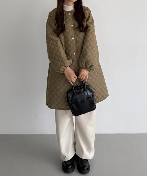 callautia（カラウティア）の「金ボタンノーカラーキルティングコート（ノーカラーコート・レディース・モカ/ブラック/アイボリー・SMALL/MEDIUM/LARGE）」の15枚目の写真