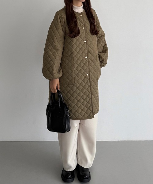 callautia（カラウティア）の「金ボタンノーカラーキルティングコート（ノーカラーコート・レディース・モカ/ブラック/アイボリー・SMALL/MEDIUM/LARGE）」の16枚目の写真