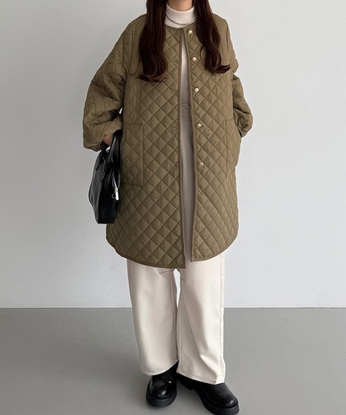 callautia（カラウティア）の「金ボタンノーカラーキルティングコート（ノーカラーコート・レディース・モカ/ブラック/アイボリー・SMALL/MEDIUM/LARGE）」の18枚目の写真