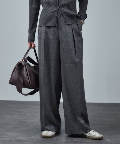 ウールタックワイドパンツ / セットアップ対応（スラックス）｜SALON