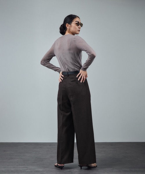 SALON Adam et rope ワイドパンツ ウールタックワイドパンツ / セットアップ対応（スラックス）｜SALON