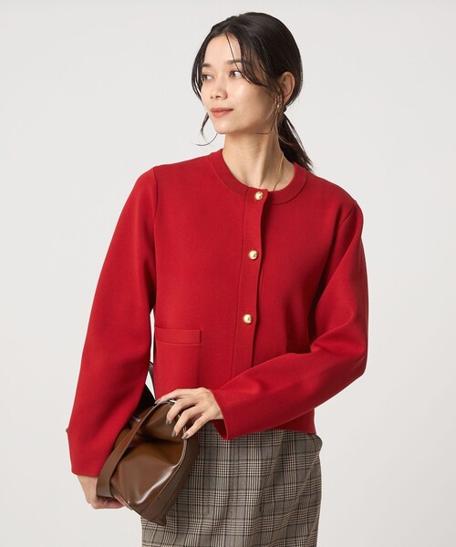 フォルム ゴールドカラーボタン ニット カーディガン ウォッシャブル