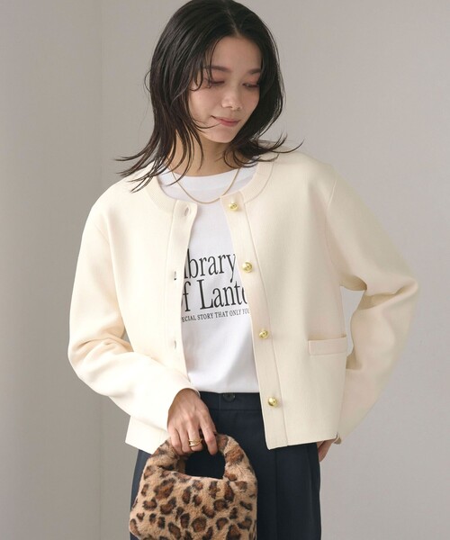 セール】フォルム ゴールドカラーボタン ニット カーディガン