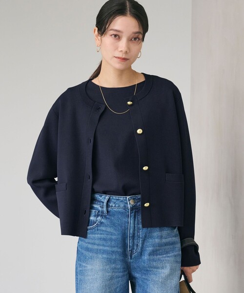 セール】フォルム ゴールドカラーボタン ニット カーディガン