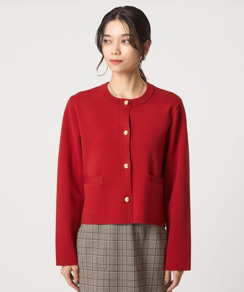 green label relaxing(グリーンレーベルリラクシング)の「フォルム ゴールドカラーボタン ニット カーディガン ウォッシャブル(カーディガン/ボレロ・レディース・オフホワイト/レッド/ネイビー・FREE)」の18枚目の写真