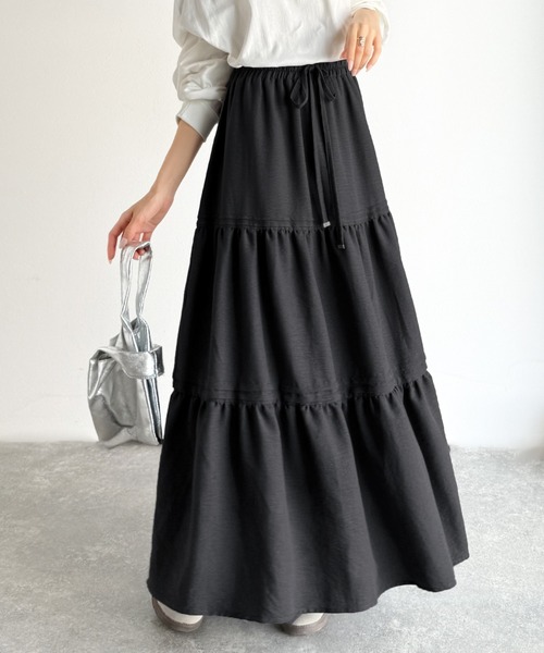 セール】ラクして華やぐ主役級。ガーデンコア3段ティアードスカート