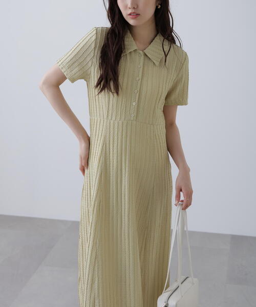 FREE'S MART(フリーズマート)の「◆カットジャガードポロワンピース(ワンピース・レディース・ホワイト/ブラック/イエロー・SMALL/MEDIUM)」の9枚目の写真