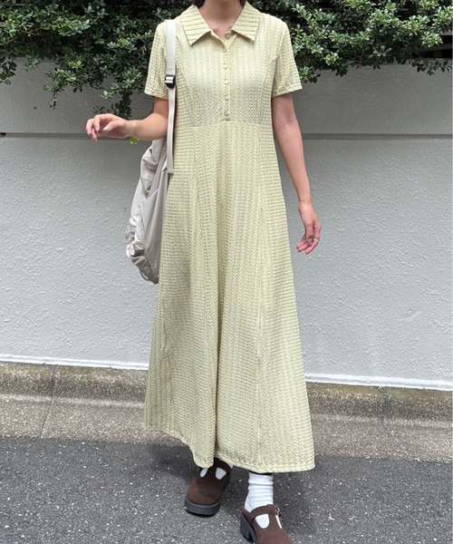 FREE'S MART(フリーズマート)の「◆カットジャガードポロワンピース(ワンピース・レディース・ホワイト/ブラック/イエロー・SMALL/MEDIUM)」の5枚目の写真