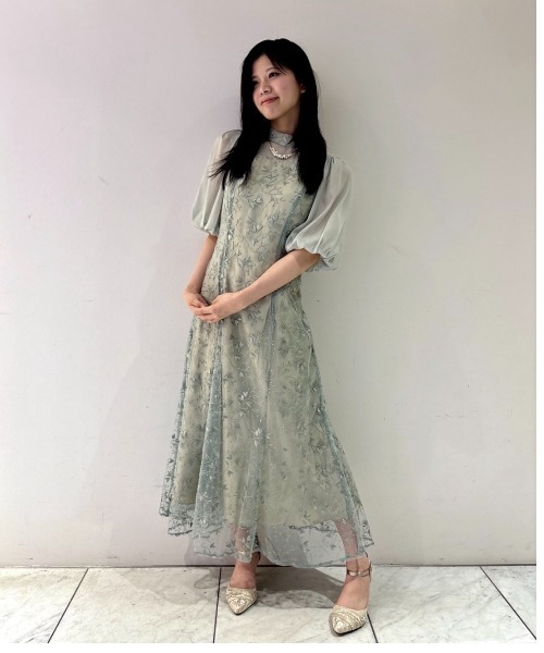 Cupid Heart(キューピッドハート)の「【Cupid Heart】結婚式用!オーガンジースリーブドレス(ドレス・レディース・ブラック/ブラウン/ミント/ベージュ・MEDIUM)」の4枚目の写真