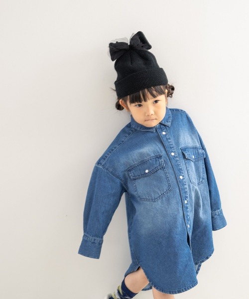 LOWRYS FARM（ローリーズファーム）の「デニムシャツワンピース　 573276（ワンピース・キッズ・ワンウォッシュ/ブルー・110cm/120cm/130cm/140cm/150cm）」の6枚目の写真