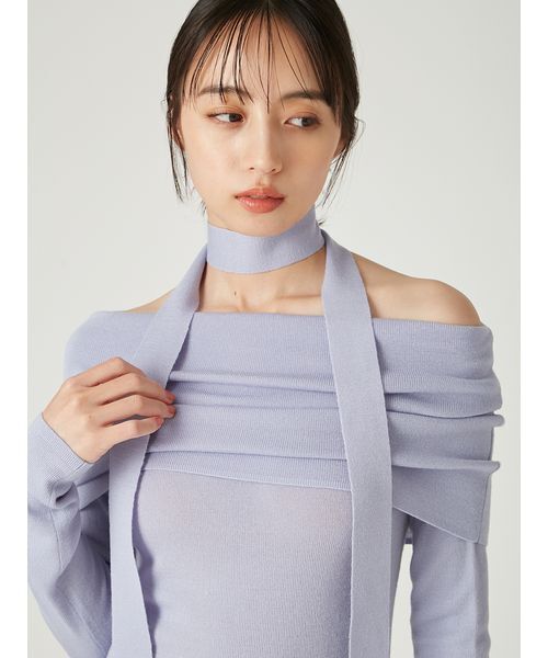 FRAY I.D（フレイアイディー）の「ウールアクリルオフショルプルオーバーニット（ニット/セーター・レディース・ベージュ/ブラック/ブルー・F）」の7枚目の写真