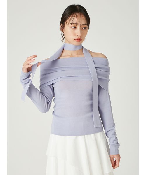 ウールアクリルオフショルプルオーバーニット（ニット/セーター