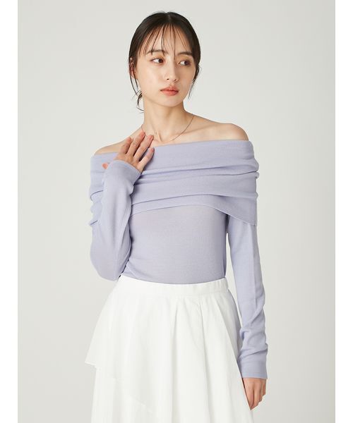 FRAY I.D（フレイアイディー）の「ウールアクリルオフショルプルオーバーニット（ニット/セーター・レディース・ベージュ/ブラック/ブルー・F）」の14枚目の写真