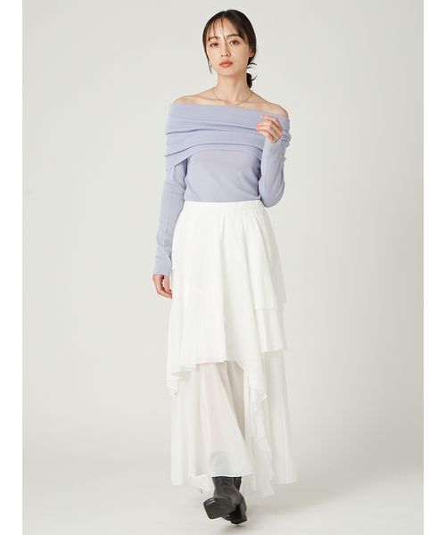 ウールアクリルオフショルプルオーバーニット（ニット/セーター