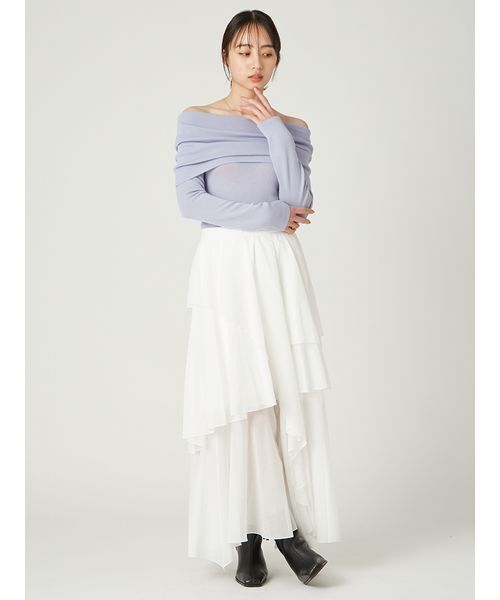 FRAY I.D（フレイアイディー）の「ウールアクリルオフショルプルオーバーニット（ニット/セーター・レディース・ベージュ/ブラック/ブルー・F）」の16枚目の写真