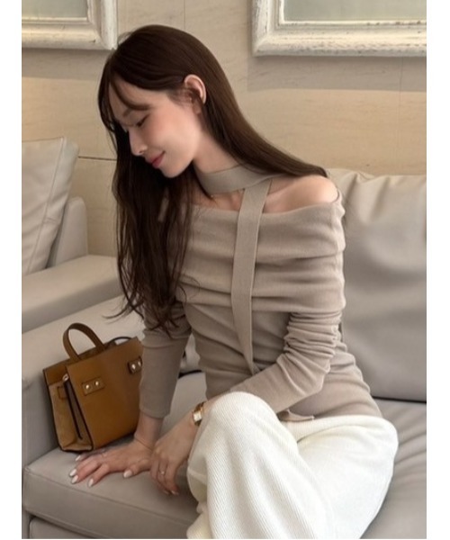 ウールアクリルオフショルプルオーバーニット（ニット/セーター