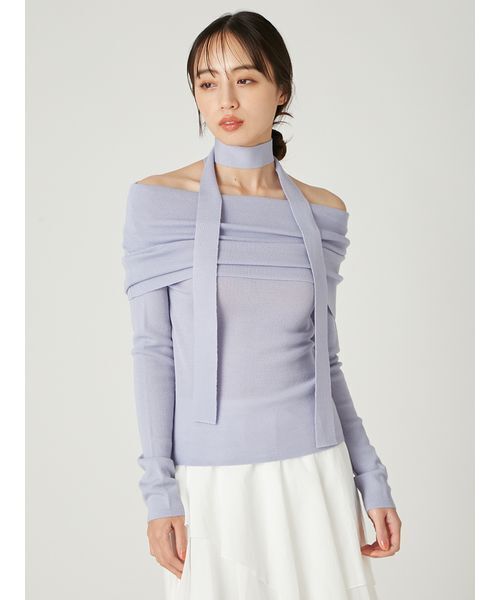 ウールアクリルオフショルプルオーバーニット（ニット/セーター