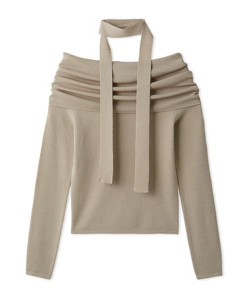 ウールアクリルオフショルプルオーバーニット（ニット/セーター