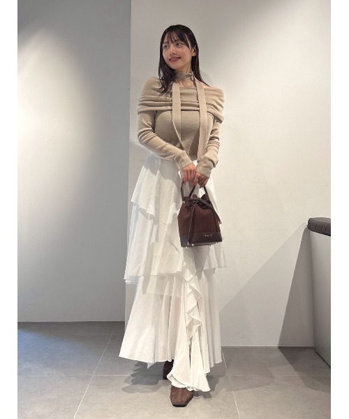 ウールアクリルオフショルプルオーバーニット（ニット/セーター