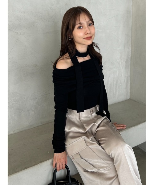 FRAY I.D ウールアクリルオフショルプルオーバーニット セール】ウールアクリルオフショルプルオーバーニット（ニット