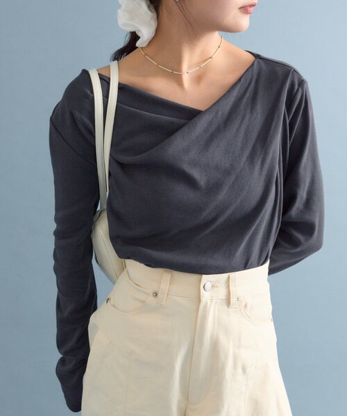 mystic（ミスティック）の「【6色展開 / WEB限定カラーあり！】オフショルロングTシャツ（Tシャツ/カットソー・レディース・ブラック/グレー系その他2/ネイビー/ホワイト/グレー/オフホワイト・FREE/2）」の6枚目の写真