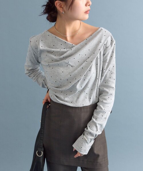 mystic（ミスティック）の「【6色展開 / WEB限定カラーあり！】オフショルロングTシャツ（Tシャツ/カットソー・レディース・ブラック/グレー系その他2/ネイビー/ホワイト/グレー/オフホワイト・FREE/2）」の14枚目の写真