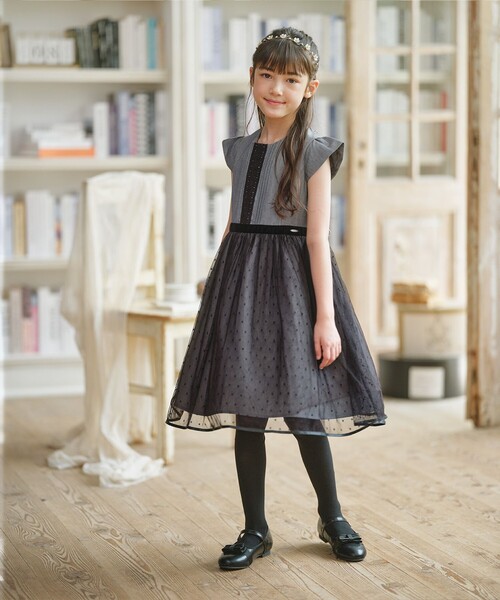 セール】【110-140㎝】ノワールドット ドレス（ドレス）｜組曲