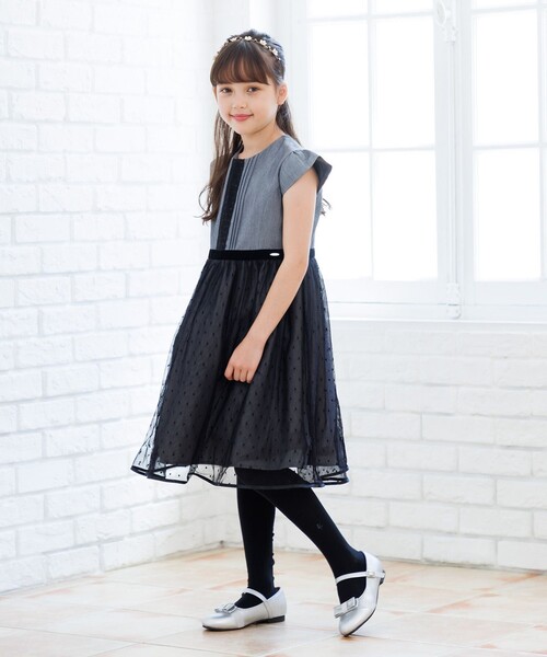 セール】【110-140㎝】ノワールドット ドレス（ドレス）｜組曲