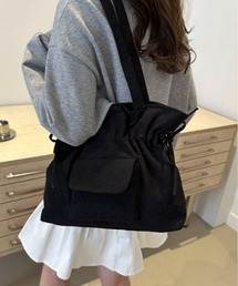 SHEPP（シープ）の「【25年秋冬新作】サイドリボンコーデュロイ巾着トートバッグ（トートバッグ・レディース）」