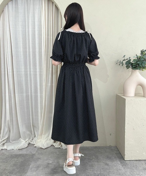 F i.n.t(フィント)の「ドット柄オフショルワンピース【1枚で快適】/fint フィント(ワンピース・レディース・ブラック×ホワイト/ホワイト×ブラック・FREE)」の22枚目の写真