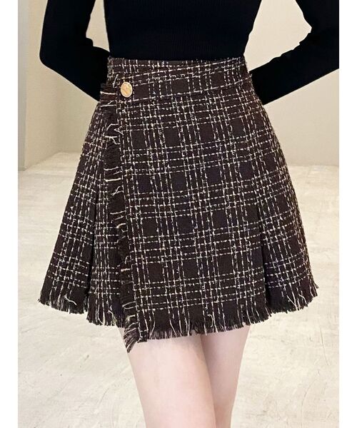 ツイードラップミニスカート
