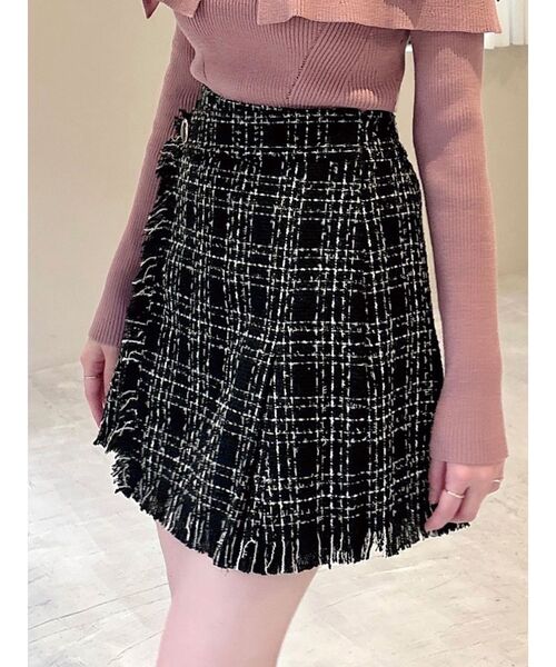 ツイードラップミニスカート