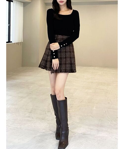 ツイードラップミニスカート