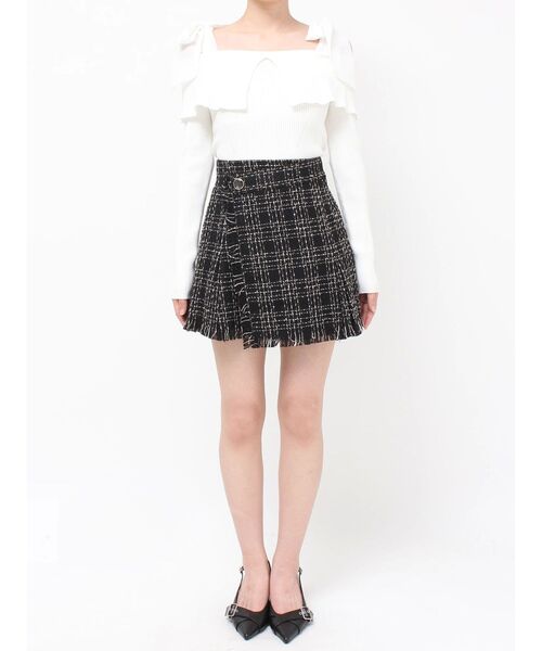 ツイードラップミニスカート