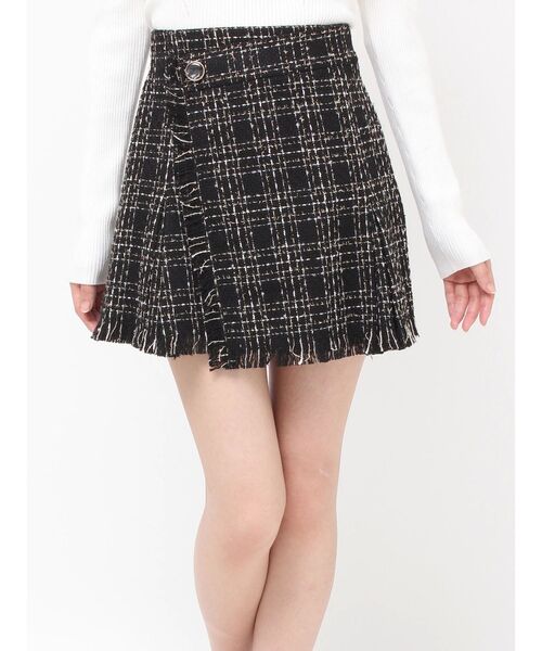 ツイードラップミニスカート
