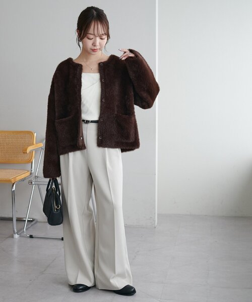 ■新品タグ付き ■ミンクヤーン■M　ミンク　毛皮■ジャケット/カーディガン mystic（ミスティック） カーディガン 「ふわふわの触り心地/今すぐお