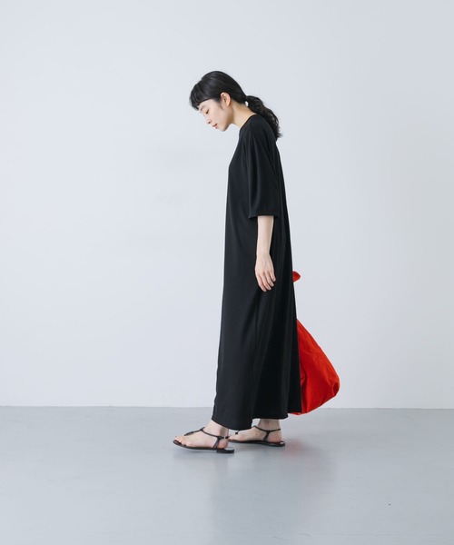 2サイズ展開』コクーンスリーブストレートワンピース