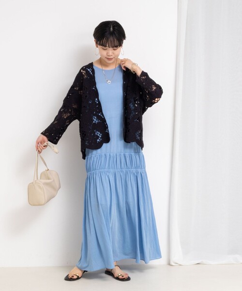 Rie Miller（リエミラー）の「顔料染マキシ丈ワンピース（ワンピース・レディース・サックスブルー/チャコールグレー・38）」の3枚目の写真