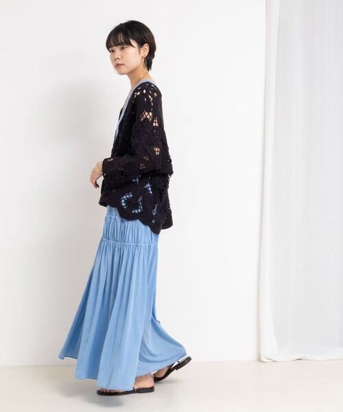 Rie Miller（リエミラー）の「顔料染マキシ丈ワンピース（ワンピース・レディース・サックスブルー/チャコールグレー・38）」の4枚目の写真