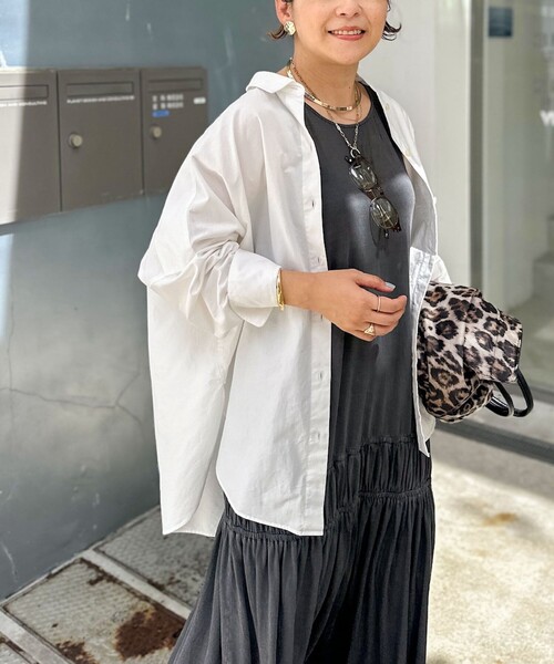 Rie Miller（リエミラー）の「顔料染マキシ丈ワンピース（ワンピース・レディース・サックスブルー/チャコールグレー・38）」の10枚目の写真