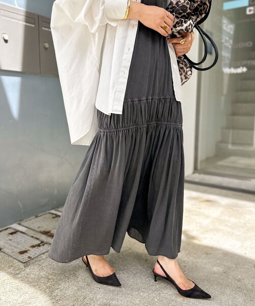 Rie Miller（リエミラー）の「顔料染マキシ丈ワンピース（ワンピース・レディース・サックスブルー/チャコールグレー・38）」の11枚目の写真