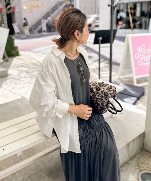 Rie Miller（リエミラー）の「顔料染マキシ丈ワンピース（ワンピース・レディース・サックスブルー/チャコールグレー・38）」の12枚目の写真