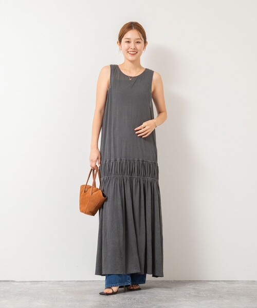 Rie Miller（リエミラー）の「顔料染マキシ丈ワンピース（ワンピース・レディース・サックスブルー/チャコールグレー・38）」の13枚目の写真