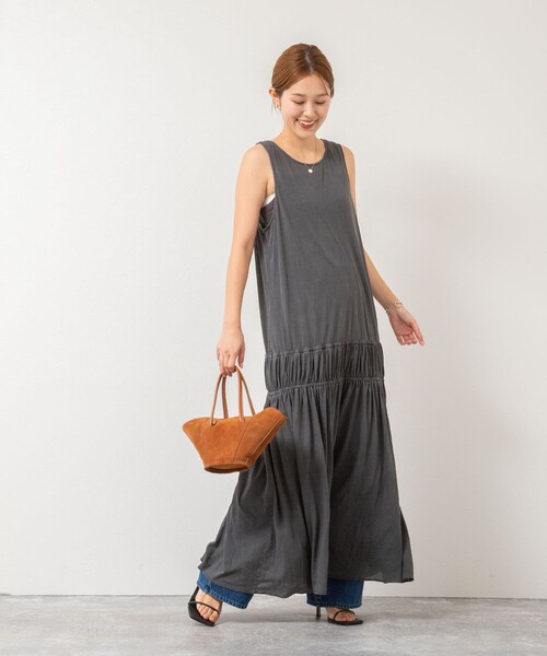 Rie Miller（リエミラー）の「顔料染マキシ丈ワンピース（ワンピース・レディース・サックスブルー/チャコールグレー・38）」の14枚目の写真