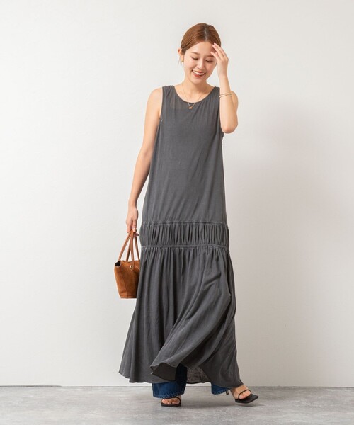 Rie Miller（リエミラー）の「顔料染マキシ丈ワンピース（ワンピース・レディース・サックスブルー/チャコールグレー・38）」の16枚目の写真