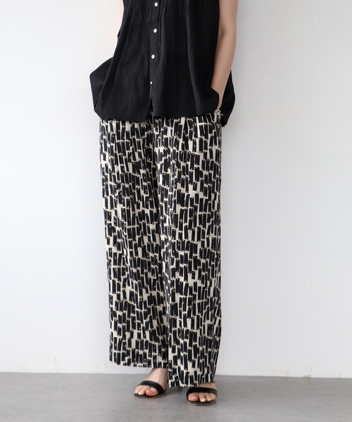 Jines（ジネス）の「Deveauxラメ入りプリントワイドパンツ（その他パンツ・レディース・ホワイト/ブラック・38）」の2枚目の写真